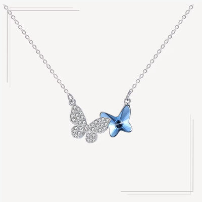 Colier Argint Swarovski Butterfly Trace fundal alb