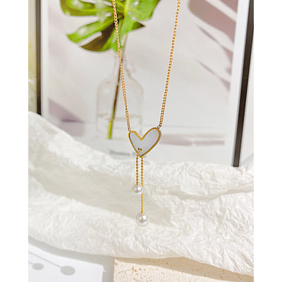 Colier Pearl Heart LSS03 - Gold