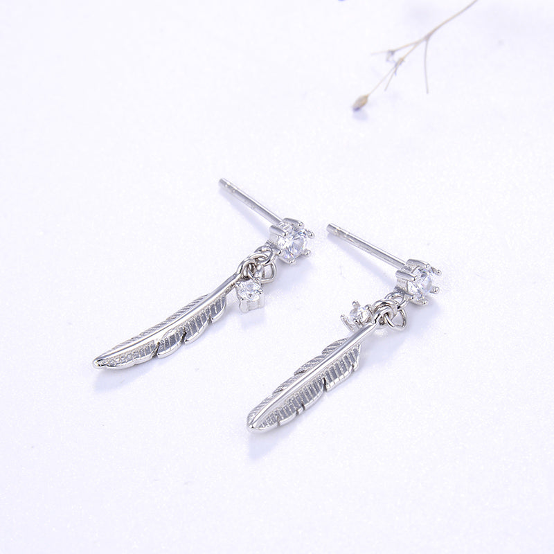Cercei Argint Feather C40 - Alb