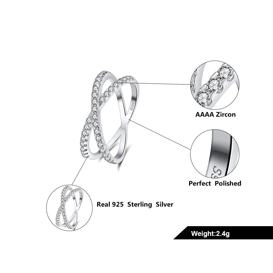 Inel Argint Intersected Shiny Bands I18